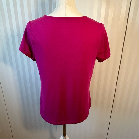 Croft & Barrow petite pink cutouts layer crochet-style tee Size M - Picture 4 of 7